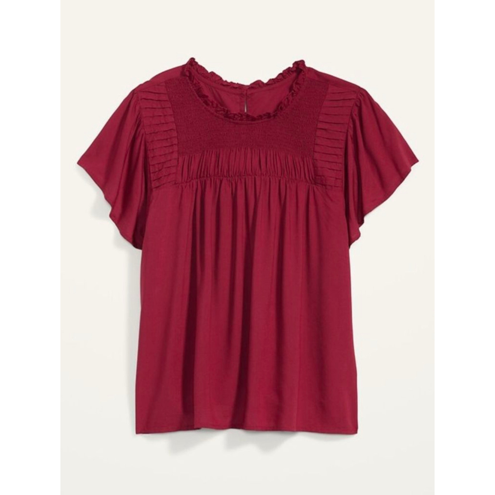 Old Navy Red sz XXL babydoll puffy sleeve blouse nwot